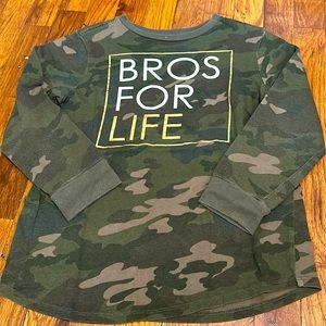 CRAZY 8 “Bros For Life” size M or 7/8. Camo long sleeve.